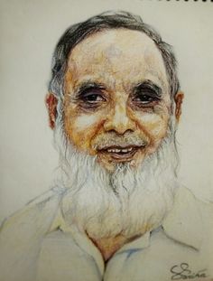 a drawing of an old man with white hair and beard