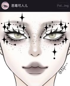 Angel Goth Makeup, Halloween Makeup Drawing, Artist Makeup Looks, Goth Star Makeup, Spider Inspired Makeup, Cool Goth Makeup, Cool Makeup Looks Creative Full Face, Fun Makeup Looks To Recreate, Goth Makeup Ideas Drawing