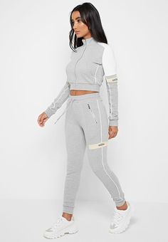 Joggers Grey, Outfit For Women, Tracksuit Jacket, Jogging Suit, Grey Beige, Loungewear Sets, Loungewear Set