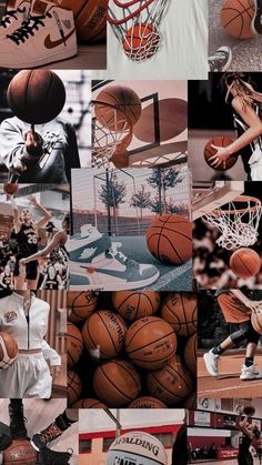 a collage of photos with basketballs and sneakers on them, all in different colors