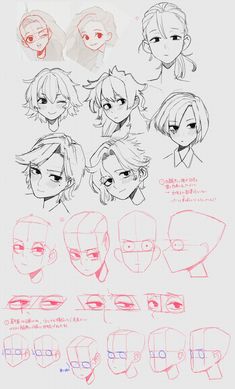 an image of various facial expressions in anime style