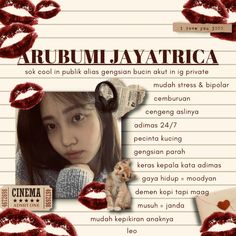 a poster with red lipstick on it that says,'arubula la atricaa '