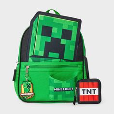 Bring a fun gaming-themed update to your kid's backpack collection with the Minecraft Creeper 12-Inch Backpack. Showcasing a creeper print, this green backpack makes a perfect gift for birthdays or any other occasion. It's designed with a large interior compartment plus exterior and side pockets to give them ample space for their notebooks, water bottle and other essentials. Made with woven fabric, this mini backpack is suggested for ages three and above, and it's easy to carry with the top hand Backpack Collection, Butterfly Backpack, Backpack Art, Green Backpack, Green Backpacks, Digital Closet, Sling Pack, Blue Backpack, Backpack Straps