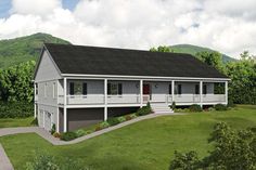 this is an artist's rendering of a two - story house in the mountains