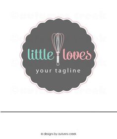 the logo for little loves your tagline is shown in pink and gray with a whisk on it