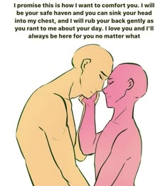 an image of two people touching each other's foreheads with the caption, i promise this is how i want to comfort you