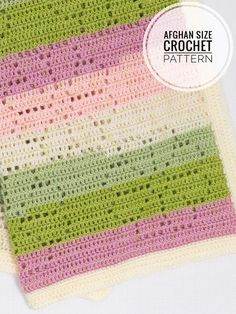 the afghan size crochet pattern has been made using two different colors and sizes