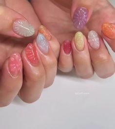 all rights to owner Colorful Nail, Summery Nails, Pretty Gel Nails, Cute Gel Nails, Minimalist Nails, Nails 2024, Fire Nails, Funky Nails