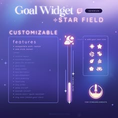 the goal videt star field is shown in purple and blue