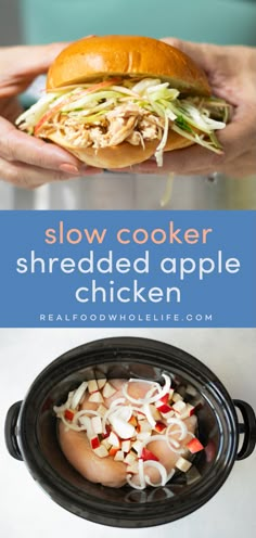 this slow cooker shredded apple chicken is the best way to use it