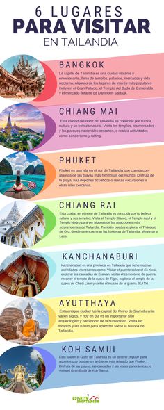 "tailandia turismo
tailandia que hacer
tailandia lugares turisticos
que hacer en bangkok
que hacer en chiang mai
que hacer en phuket
lugares para visitar en tailandia" Thailand Tour, Travel Infographic, Holiday Travel Destinations, Thailand Travel, Asia Travel, Field Trip