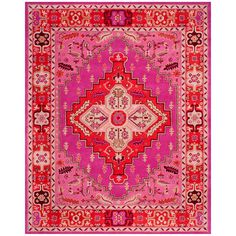 Safavieh Bellagio Red/Pink 9 ft. x 12 ft. Area Rug Eclectic Area Rug, Area Rug Design, Square Area Rugs, Floral Squares, Pink Area Rug, Contemporary Home Decor, Pink And Red, Red Area Rug, Hand Tufted Rugs