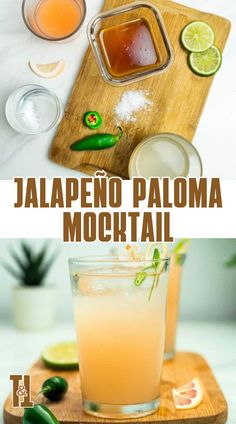 the recipe for jalapeno palo mojita is shown in three different pictures