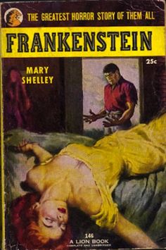 an old book cover with a woman laying on the bed and another man standing over her