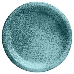 a blue plate with speckles on it