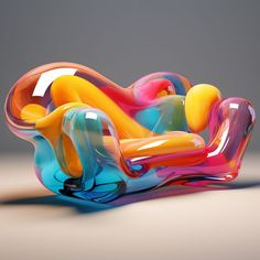 an abstract glass sculpture sitting on top of a table