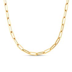 Dynamic oval, paperclip-inspired links gracefully adjoin together in this striking women's necklace. Fashioned in 14K yellow gold, the 24-inch link chain secures in place with a lobster clasp. From the Italia D'Oro Roma Collection. Exclusively available from Jared® the Galleria of Jewelry. Paper Clip Chain Necklace, Women's Necklace, Jared The Galleria Of Jewelry, Precious Jewelry, Paper Clip, Necklace Designs, Last Minute Gifts, Link Chain, Jewelry Care