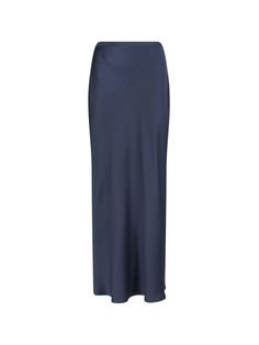 Anine Bing maxi sheath skirt in navy blue silk with hidden side zip closure, and straight hem. Composition: 100% Silk Ysl Sandals, Sheath Skirt, Silk Style, Margiela Shoes, Anine Bing, Made Clothing, Blue Silk, Yoga Wear, American Women