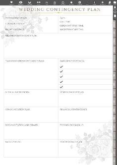 the wedding contingary plan is shown in this screenshot from microsoft's windows phone app