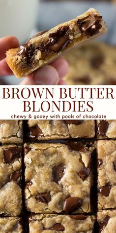 brown butter blondies chew and gooey with lots of chocolate