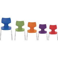 six different colored chairs in a row