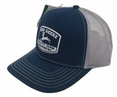 John Deere Mens' Navy/Grey Mesh Back Hat/Cap - LP73373. Navy and Grey. 100% cotton 100% polyester. One size fits most. Adjustable plastic closure. This is a Licensed John Deere product. Thanks for looking! Hat Inspiration, Best Caps, Farm Logo, Vintage Cap, Navy Grey, Mens Navy, Hat Cap, John Deere, Baseball Cap