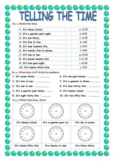 telling the time worksheet for kids to learn how to tell time in english