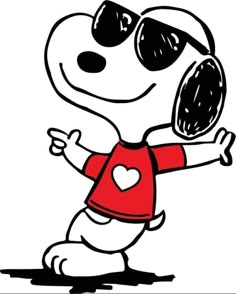 a cartoon dog with sunglasses and a red shirt is holding a mirror in his hand