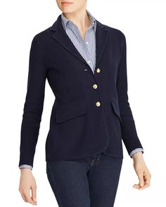 Ralph Lauren - Sweater-Knit Blazer Petite Blazer, Petite Sweaters, Sweater Blazer, Ralph Lauren Women, Ralph Lauren Long Sleeve, Knit Blazer, Ralph Lauren Sweater, Womens Blazers