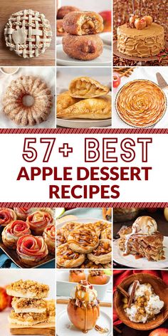 the best apple dessert recipes for fall and winter are on display in this collage