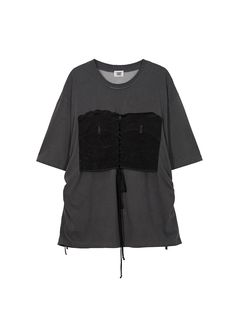 This is a trendy and casual top by MARGESHERWOOD that is made out of high quality and sturdy material. With distinctive mood of the design and comfortable wear, you can style it for your casual daily outfit.- Relaxed oversized silhouette- Corset detail with eyelets and strings- Cotton 100% pigment fabric Oversized Silhouette, Casual Top, Daily Outfits, Casual Tops, Dark Grey, Style Inspiration, Lace Up, Lace, Grey