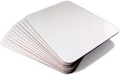 six white square coasters stacked on top of each other in the shape of a rectangle