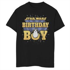 Your little buddy will love standing out in this awesome boys' Star Wars Porg Birthday Boy graphic tee. Your little buddy will love standing out in this awesome boys' Star Wars Porg Birthday Boy graphic tee. Crewneck Short sleevesFABRIC & CARE Cotton Machine wash Imported Size: Small. Color: Black. Gender: male. Age Group: kids. Nice Boy, Boys Graphic Tee, Star Wars Birthday, Boy Tees, Boy Birthday, Star Wars, Short Sleeves, Graphic Tees, Mens Graphic Tshirt