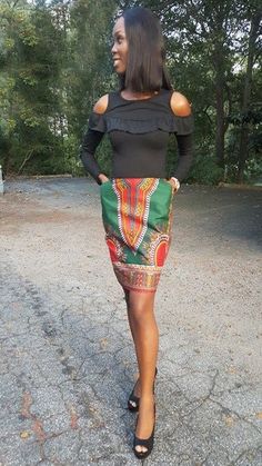 Green Dashiki Print Pencil Skirt-DP3378S for special occasions or casual wear has a zipper at the back, form fitting no belt holes Pencil Skirt Tutorial, Pencil Skirt Diy, Pencil Skirt For Work, Pencil Dress Outfit, Women Work Outfits, Pencil Skirt Fashion, Skirt For Work, Pencil Skirt Work, Skirt Diy