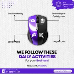 a computer mouse with the words we follow these daily activities for your business on it