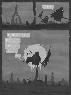 an image of some type of game with different scenes and words on the screen,