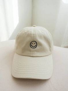 Smiley Dad hat | The Salty Babe Embroidered Smiley Face, Smiley Design, Chocolate Wine, Clover Green, Dad Cap, Cream Roses, Dad Caps, Dress Home, Boutique Accessories