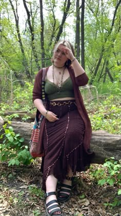 Witch Core Outfits Plus Size, Colourful Fairycore Outfit, Plus Cottagecore Outfits, Plus Size Witch Outfits, Summer Skirt Outfits Midsize, Plus Size Hippie Goth, Whimsigoth Clothes Plus Size, Layered Cottagecore Outfit, Indie Witch Aesthetic