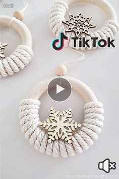 the video is showing how to make snowflake hoop earrings with rope and beads