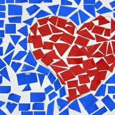 a red heart is surrounded by blue squares