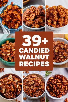 the images show different types of candied walnuts