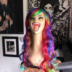 Multi Color Rainbow 23” Wig New. Took Out To Photograph. New And Never Worn. #Lisamariesvibe #Wig #Rainbow #Multicolorwig #Anime #Cosplay #Longcurls #Longwavywig #Harajuku #Rainbowwig #Cosplay #Costume #Festival #Parade #Party #Nightout #Dressup #Pride #Prideparade #Lgbtq #Fun #Flirty #Sexy #Bundle #Bundleaddon #Bundlediscounts Time Costume, Harajuku Hair, Rainbow Wig, Rainbow Hair Color, Long Curls, Pride Parade, Color Rainbow, Rainbow Hair, Pastel Shades