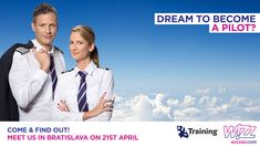 a man and woman standing next to each other in front of an airplane with the words dream to become a pilot?