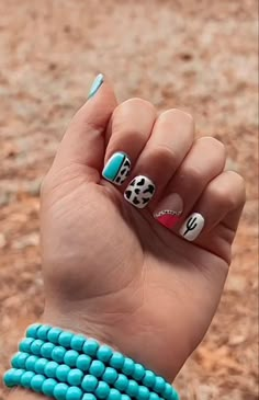 Nail Ideas Western, Nails Cowgirl, Western Nail Ideas, Country Girl Nails, Cowgirl Nails, Turquoise Acrylic Nails, Western Nail Art, Country Acrylic Nails