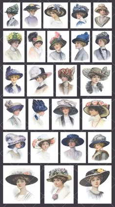 Vintage Portraits Ladies 25 JPG Romantic Ladies in Hats - Etsy Poland Victorian Hats Woman 1880, 1860s Ballgown, Vintage Hats For Women, Edwardian Hat, Fashion Through The Decades, Happy Hat, Victorian Hats, Pretty Hats, Journal Vintage