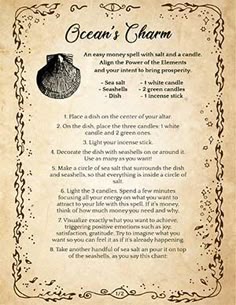 Sea Witchcraft, Cleansing Your Home, Mermaid Spells, Sea Magic, Cleansing Rituals, Scrying Mirror, Spells For Beginners, Money Spell