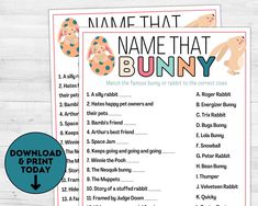 a printable name that bunny game for kids