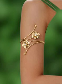 Upper Arm Cuff, Arm Band Jewelry Cuffs, Ivy Arm Cuff, Flower Arm Cuff, Upper Arm Cuff Jewelry Gold, Gold Leaf Arm Cuff, Arm Band Jewelry, Cincin Diy