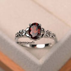 Butterfly Engagement Ring, Exclusive Engagement Rings, Rings Pandora, White Gold Promise Ring, Red Garnet Ring, Handmade Jewelry Ring