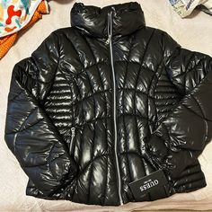 Nwt Lightweight Puffer Jacket True To Size Guess Puffer Jacket Women, Guess Puffer Jacket, Lightweight Puffer Jacket, Mothers Love, Puffer Jacket, Black Silver, Puffer, Jackets & Coats, Jackets For Women